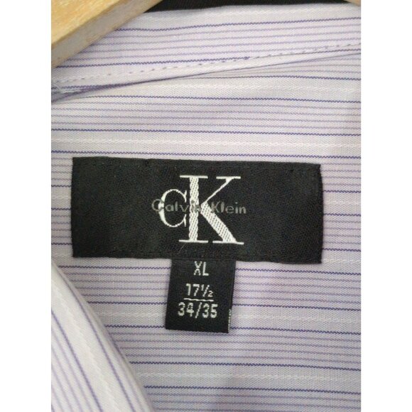 Calvin Klein Shirt Mens XL Purple‎ Stripe Button Up Long Sleeve Business Casual - Picture 10 of 13